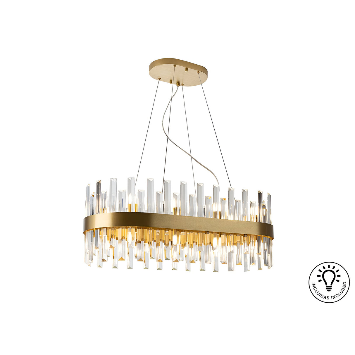 Grace 20 Light Glass Island Suspension - Brushed Gold