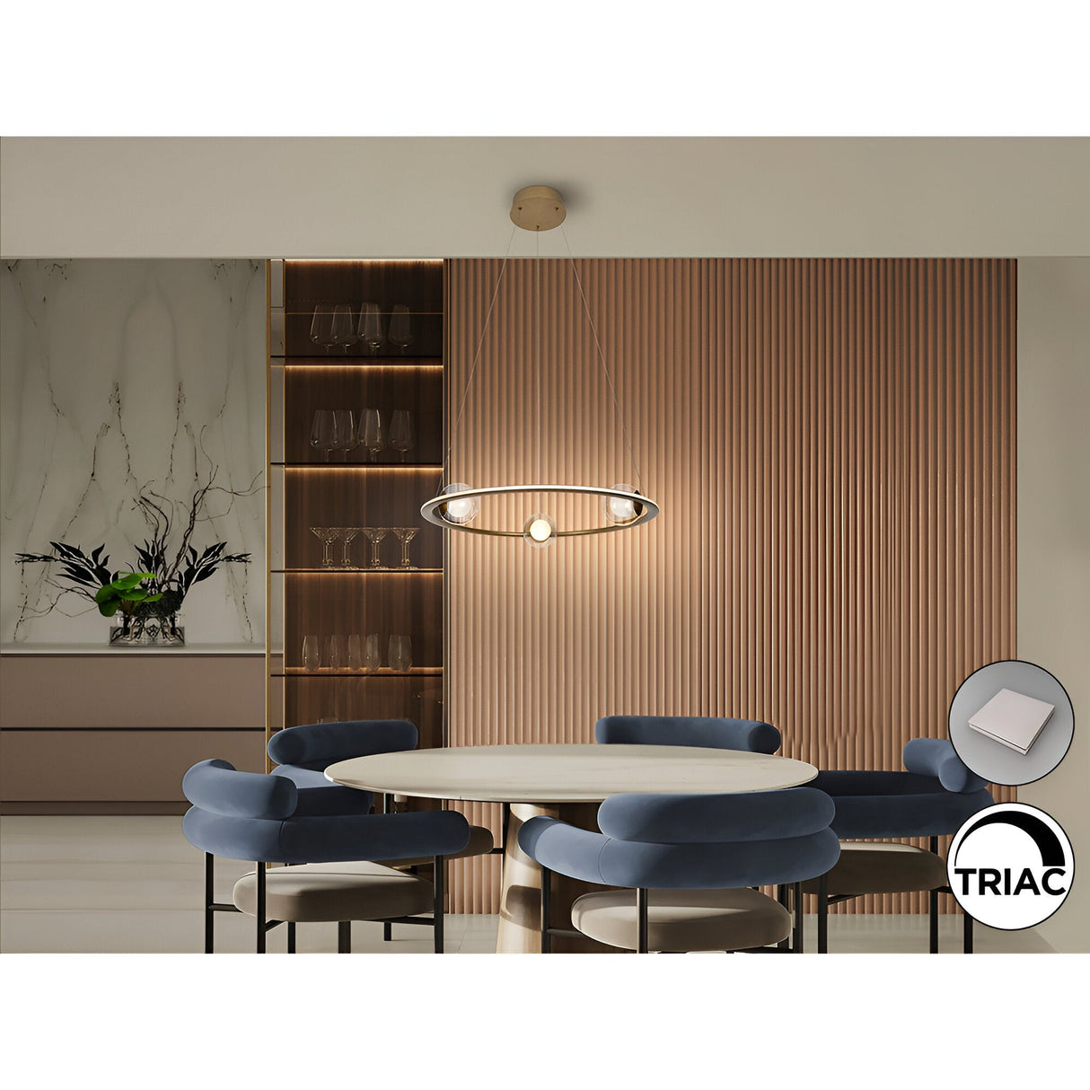 Tirsa Dimmable LED Circular Suspension Light 40W 3000K - Bronze