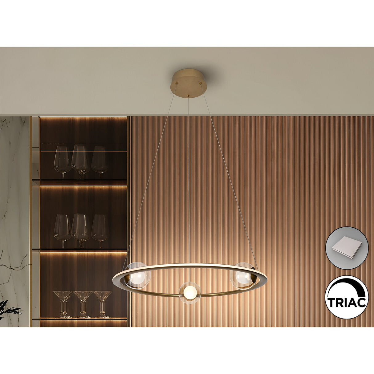 Tirsa Dimmable LED Circular Suspension Light 40W 3000K - Bronze