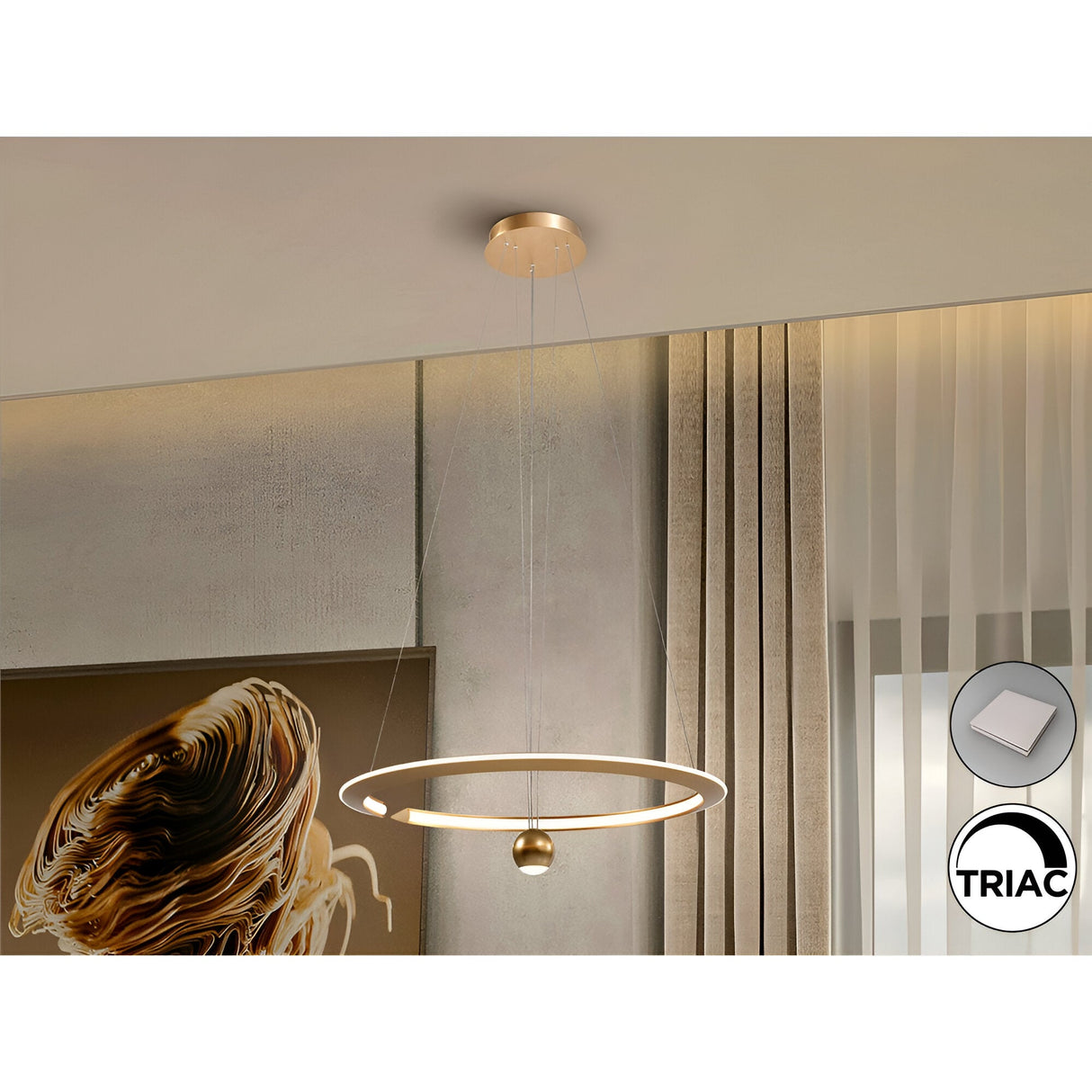 Orane Dimmable LED Circular Suspension Light 47W 3000K - Gold