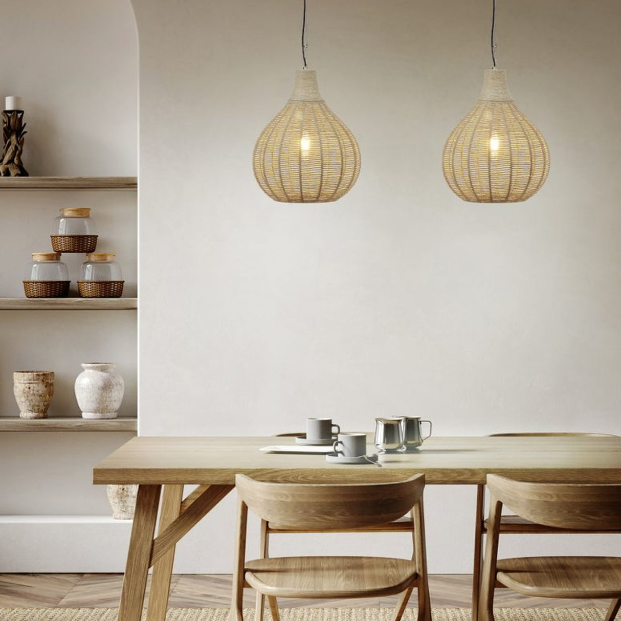 Janne Rattan Lantern Pendant – Matt Black