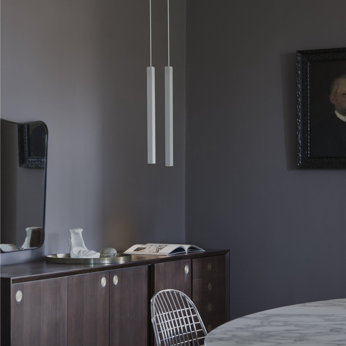 Look Square Pendant Light - White in situ
