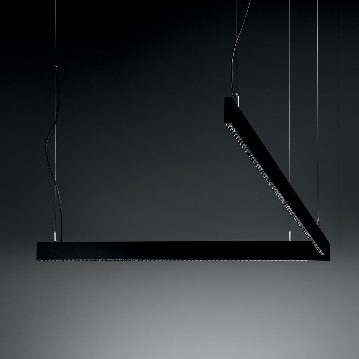 Steel Linear Pendant Light - Wide 4000K White in situ