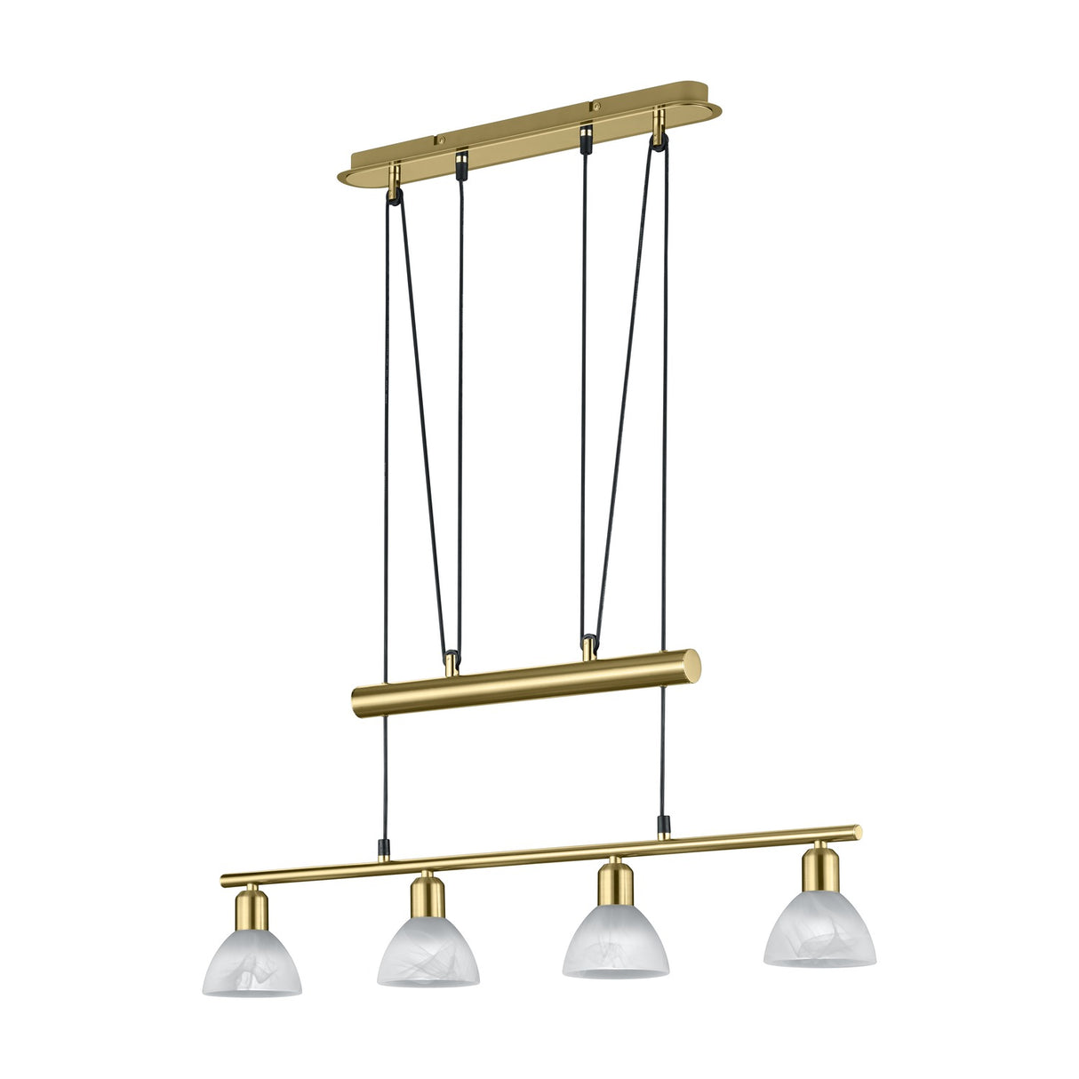 Levisto 4 Light LED Glass Chandelier – Satin Brass