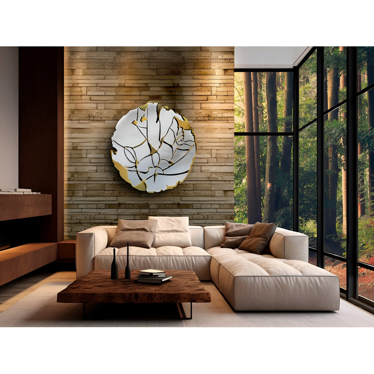 Fiorella Circular Gold & Chrome Stainless Steel Wall Art - 110x110cm