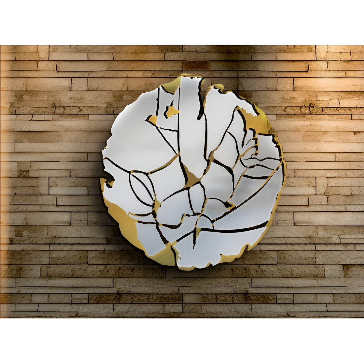Fiorella Circular Gold & Chrome Stainless Steel Wall Art - 110x110cm
