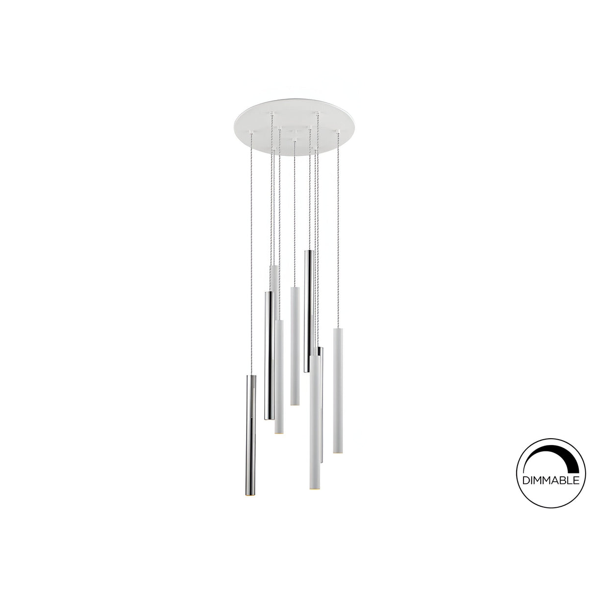 Varas 9 Light Dimmable LED Cluster Pendant Light 125W 3000K - White