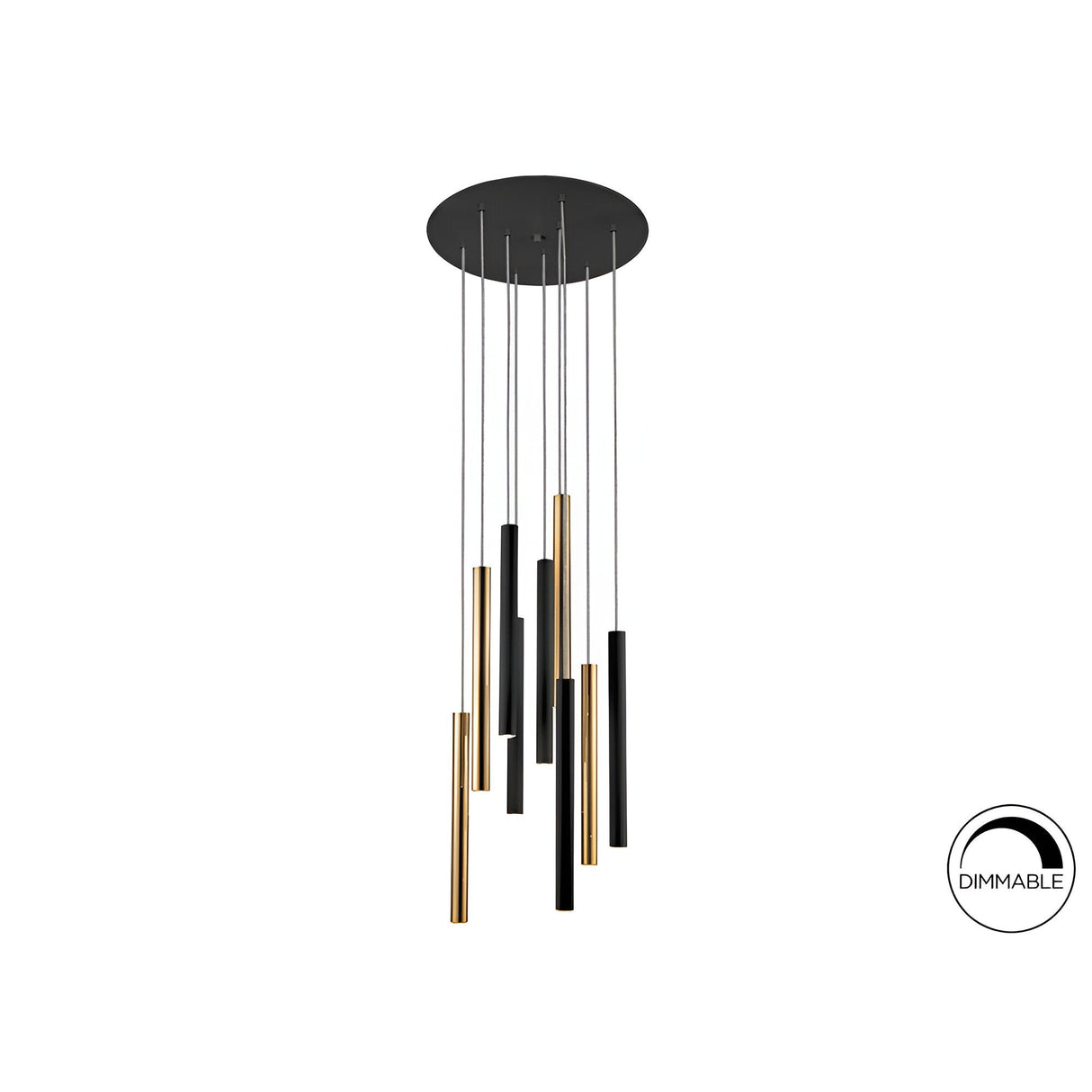 Varas 9 Light Dimmable LED Cluster Pendant Light 125W 3000K - Gold/Black