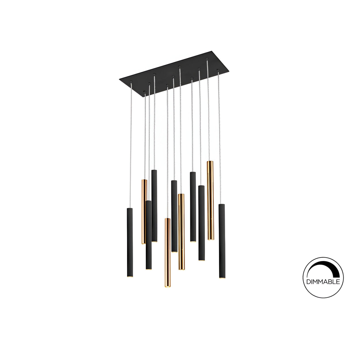 Varas 11 Light Dimmable LED Bar Pendant 55W 3000K - Black/Gold