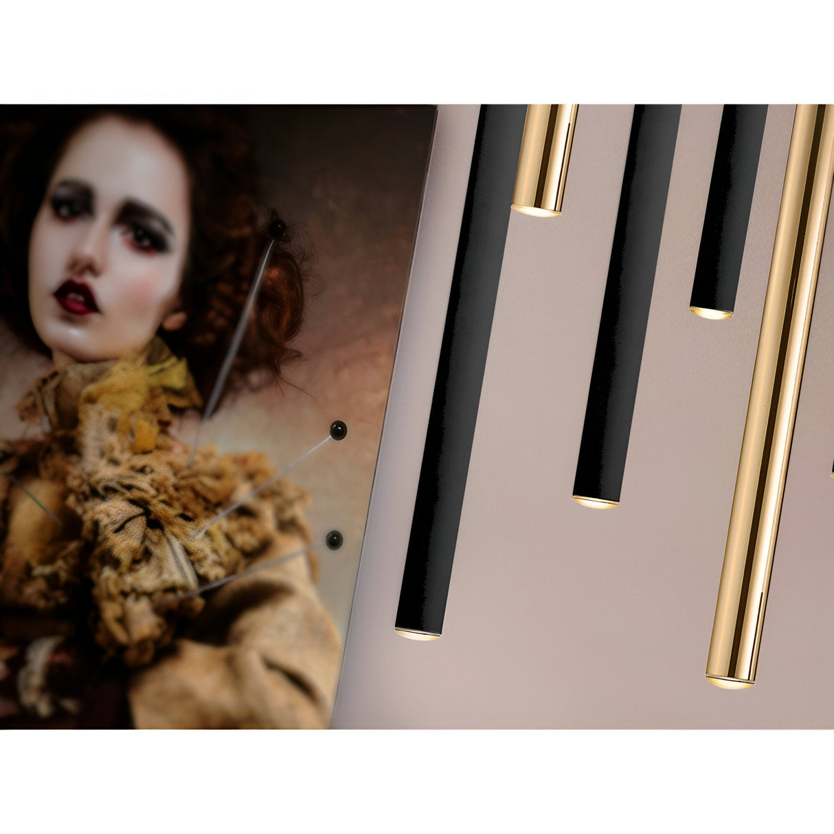 Varas 14 Light Dimmable LED Bar Pendant 70W 3000K - Black/Gold