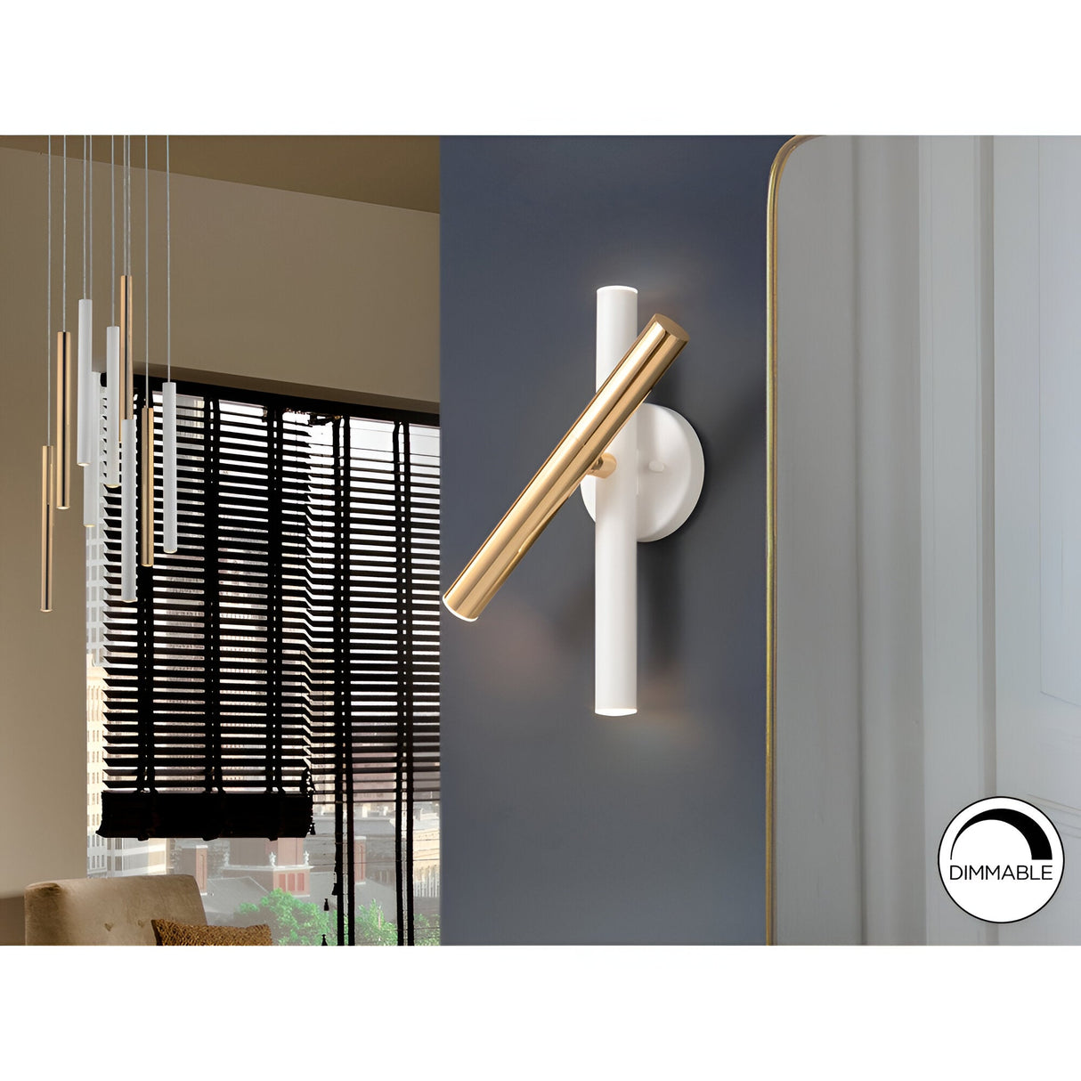 Varas Dimmable LED Rotating Arm Wall Light 15W 3000K - White/Gold