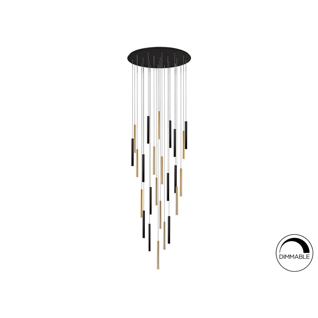 Varas 25 Light Dimmable LED Cluster Pendant Light 125W 3000K - Gold/Black