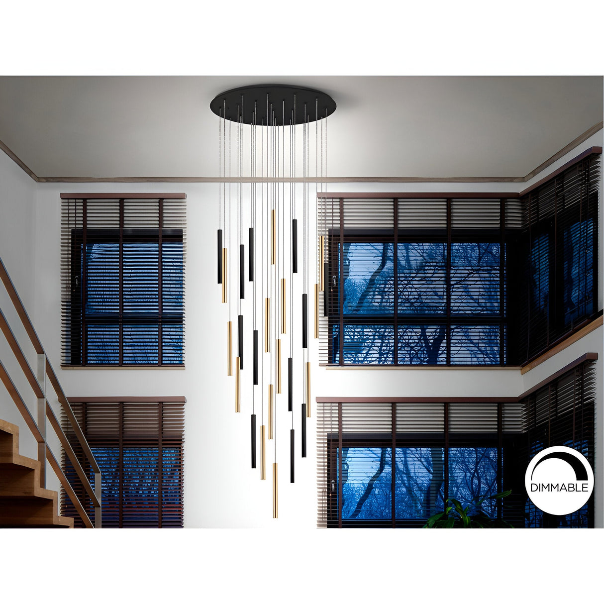 Varas 25 Light Dimmable LED Cluster Pendant Light 125W 3000K - Gold/Black