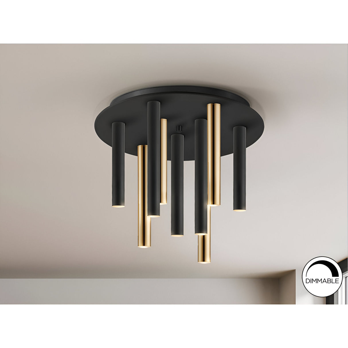Varas 9 Dimmable LED Semi-Flush Light 45W 3000K - Gold/Black