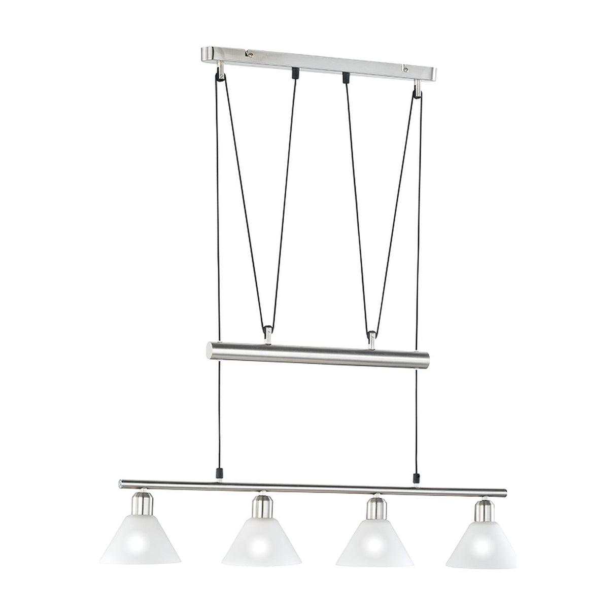 Stamina 4 Light Glass Chandelier – Satin Nickel