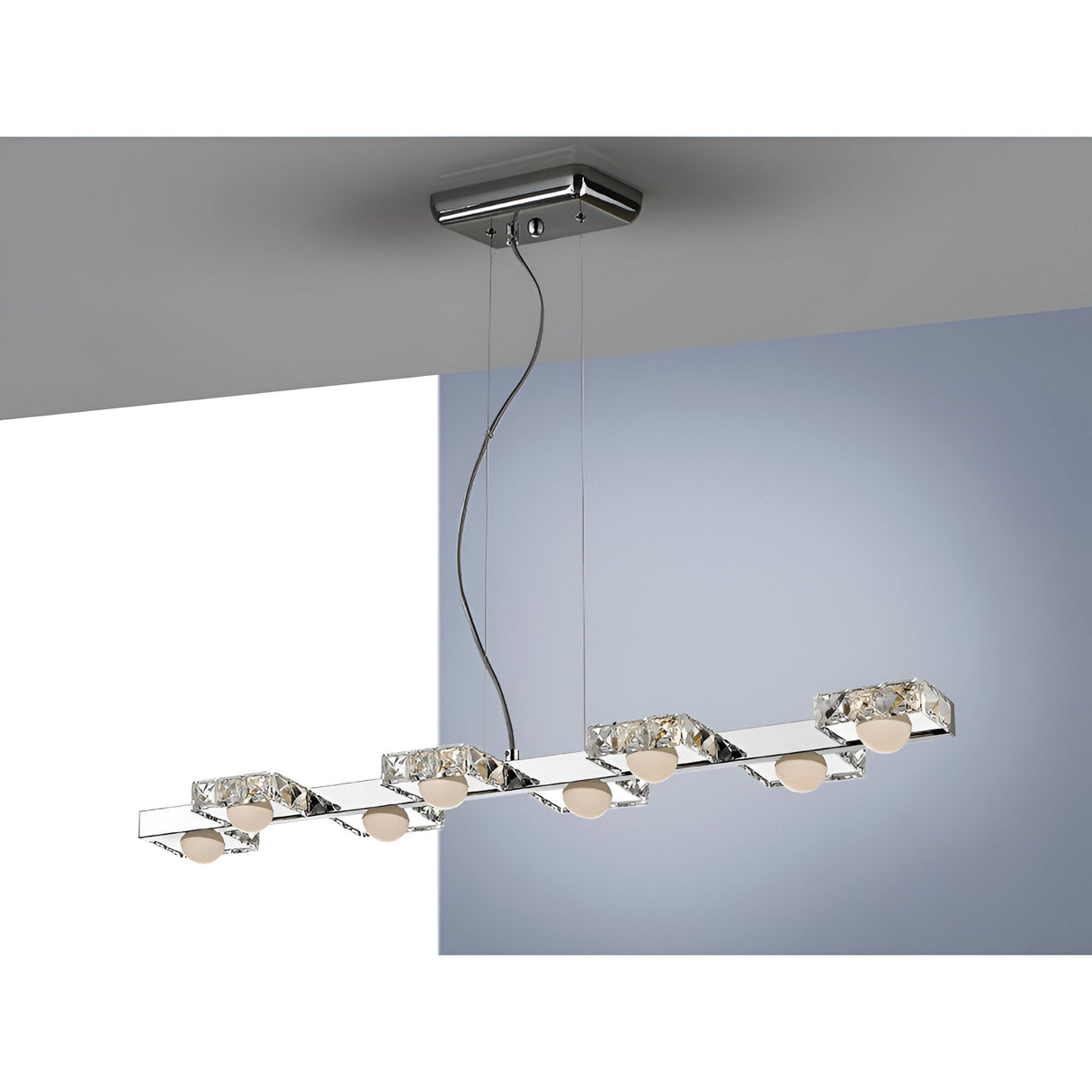 Suria LED Crystal Linear Suspension Light 40W 3000K - Chrome