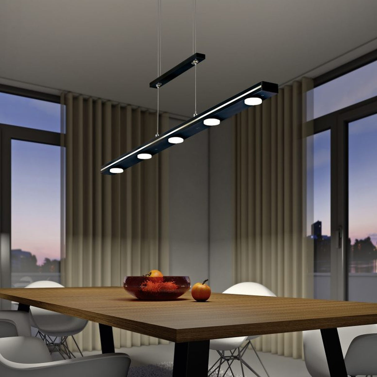 Lacal LED Up Down Linear Chandelier – Matt Black