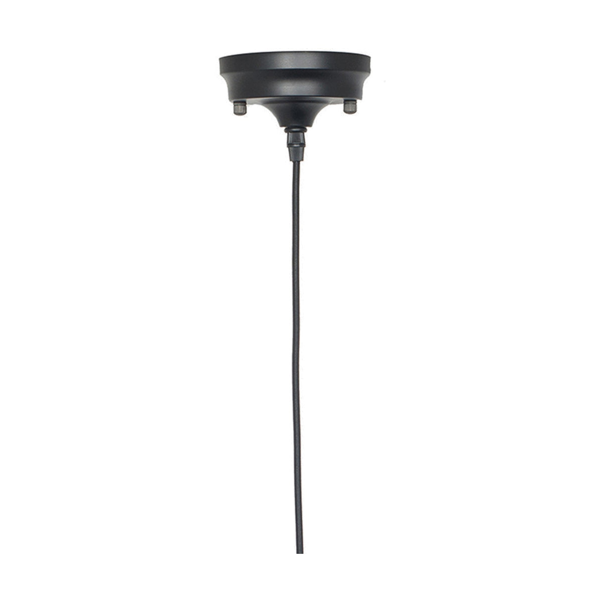 Black retro electrified ceiling rose fitting for E27 bulbs, metal base with hanging flex, 75cm length, on a plain white background.