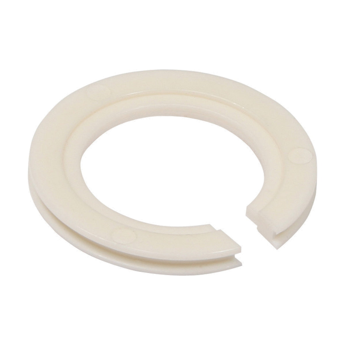 Shade Reducer Ring in white plastic, a circular lampshade adaptor with an open segment, shown on a plain white background.