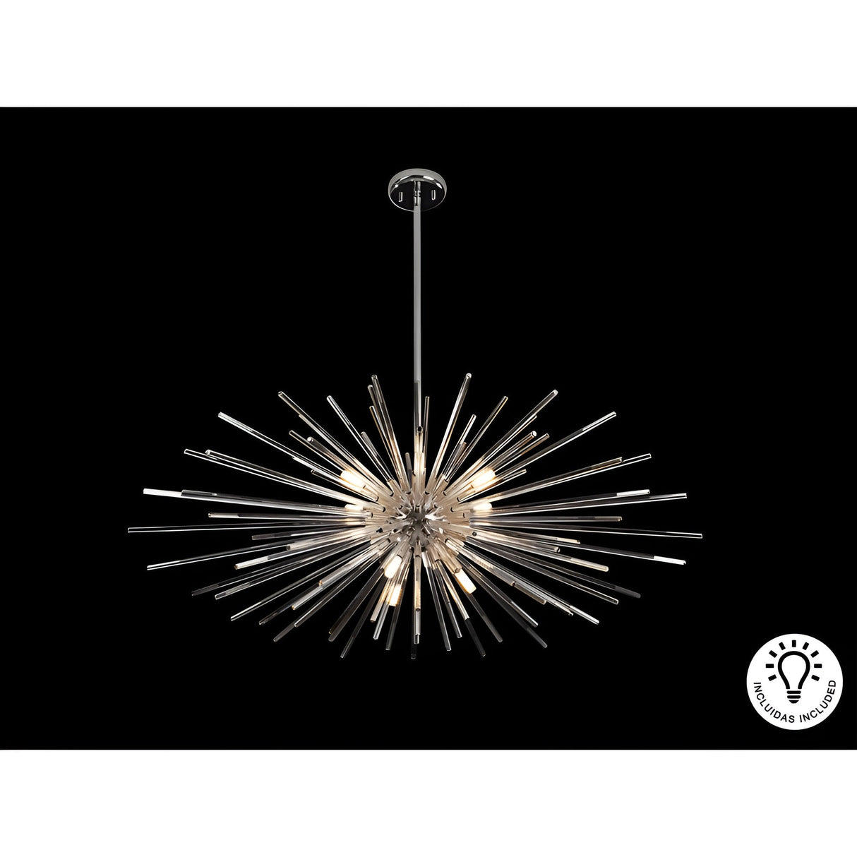 Evasion 9 Light Glass Chandelier - Chrome