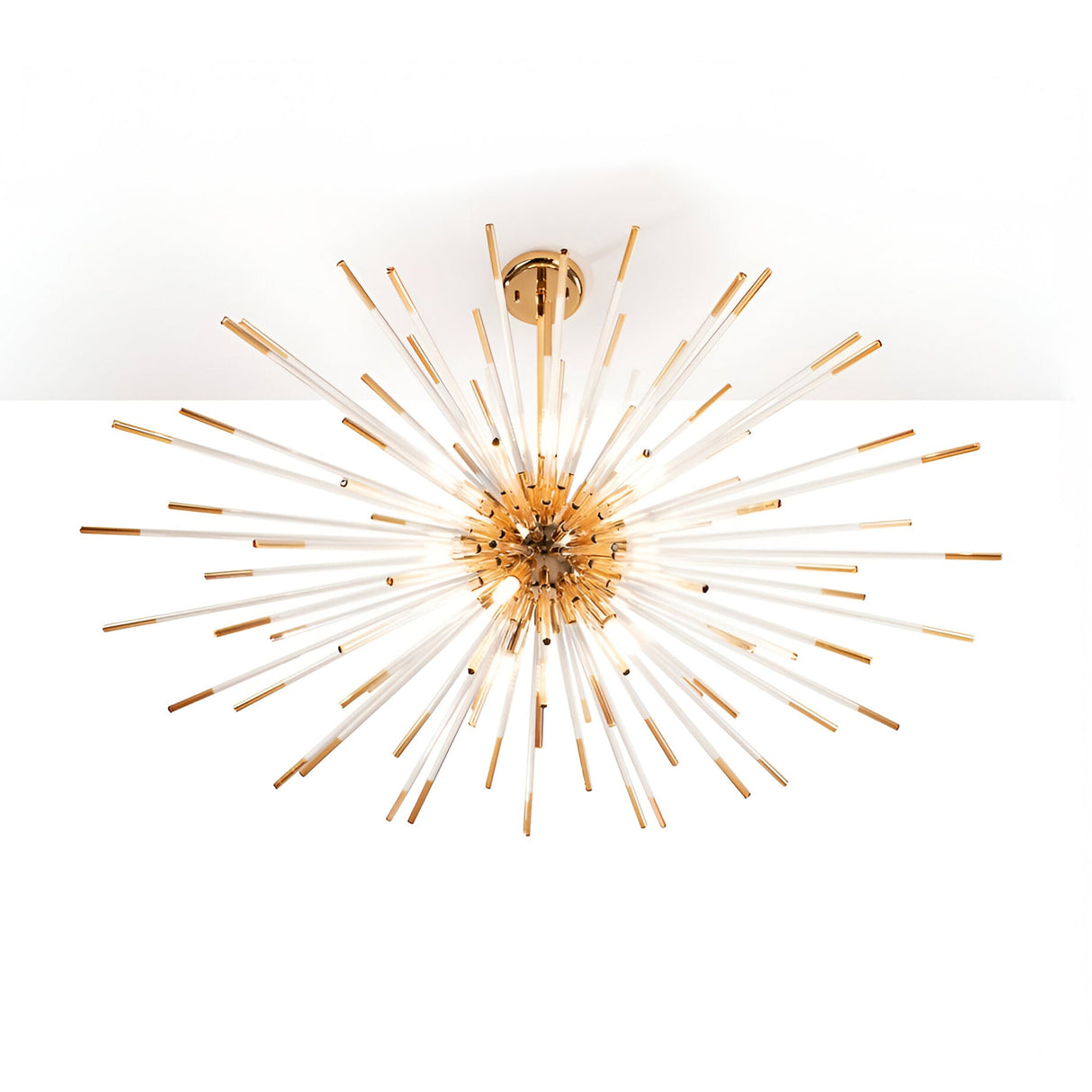 Evasion 9 Light Glass Chandelier - Gold/White (With Remote Control)