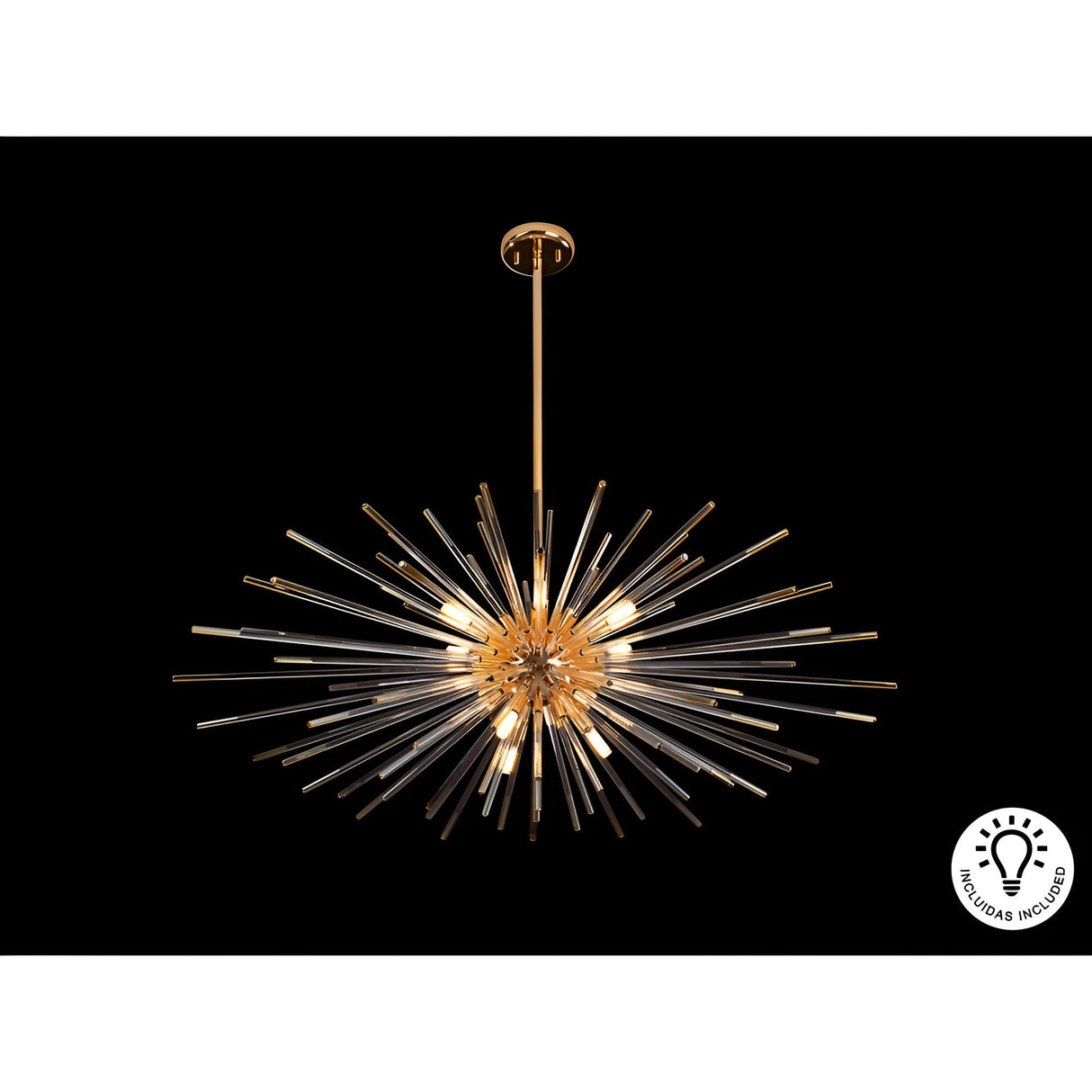 Evasion 9 Light Glass Chandelier - Gold/White
