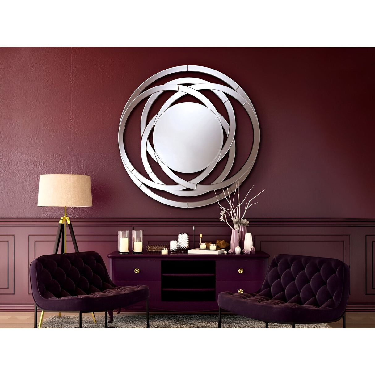 Aros Twisted Circle Wall Mirror Silver - 120cm