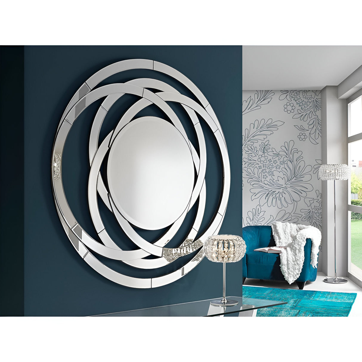 Aros Twisted Circle Wall Mirror Silver - 120cm