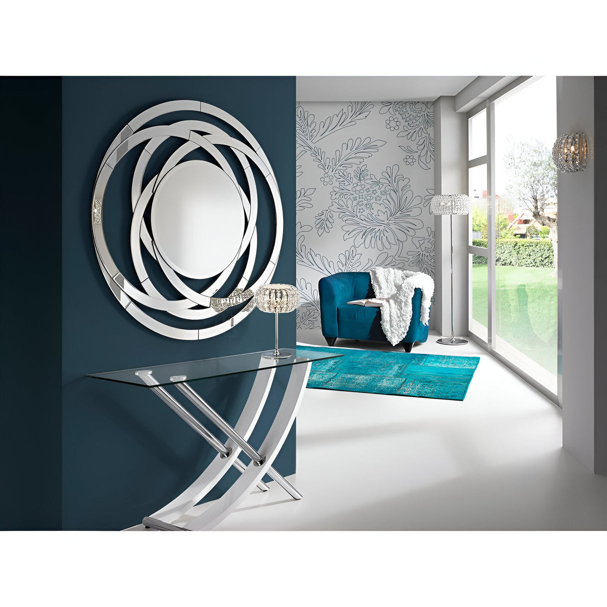 Aros Twisted Circle Wall Mirror Silver - 120cm