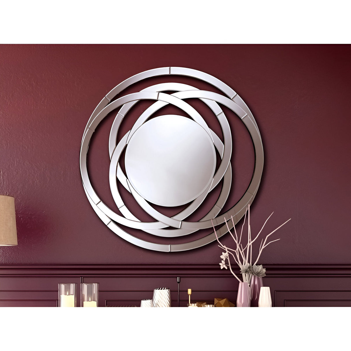 Aros Twisted Circle Wall Mirror Silver - 120cm