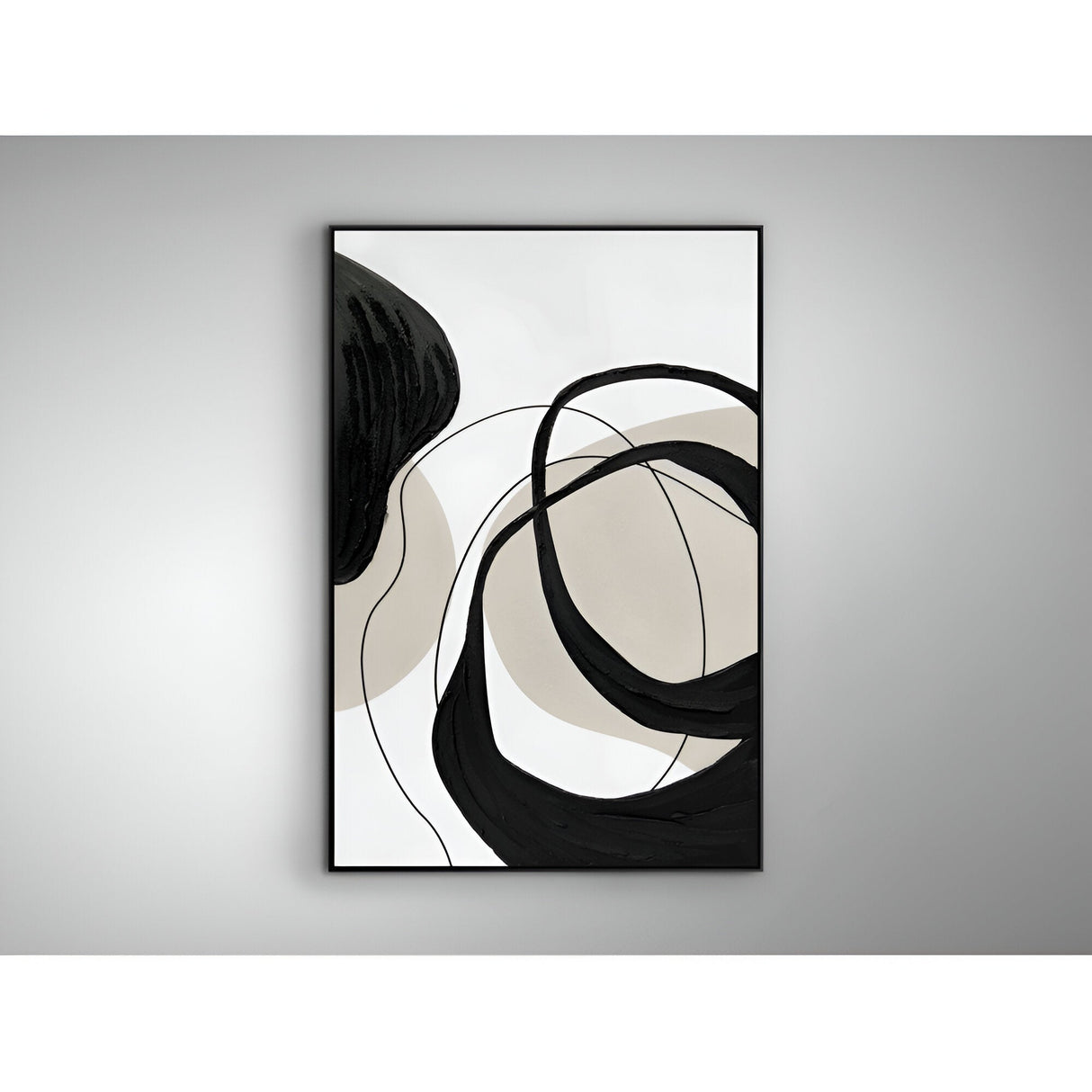 Actio I Black & Cream Acrylic Painting – 80×120cm