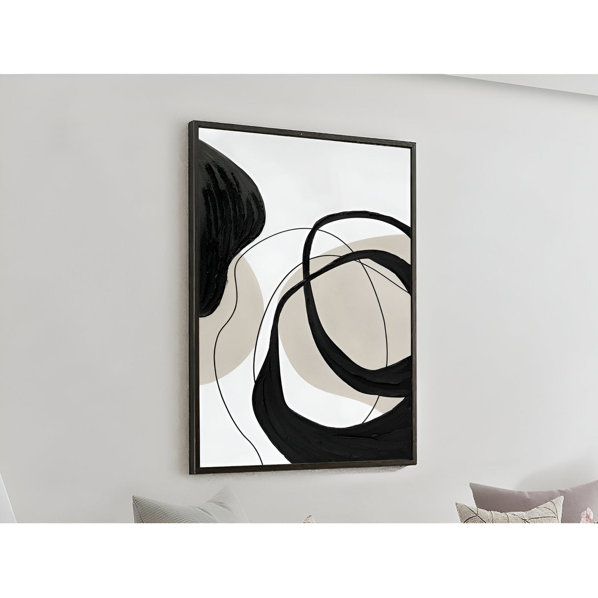 Actio I Black & Cream Acrylic Painting – 80×120cm