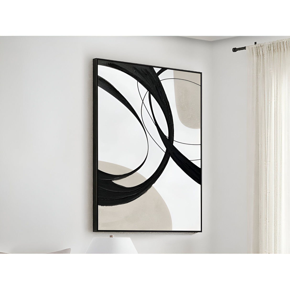Actio II Black & Cream Acrylic Painting – 80×120cm