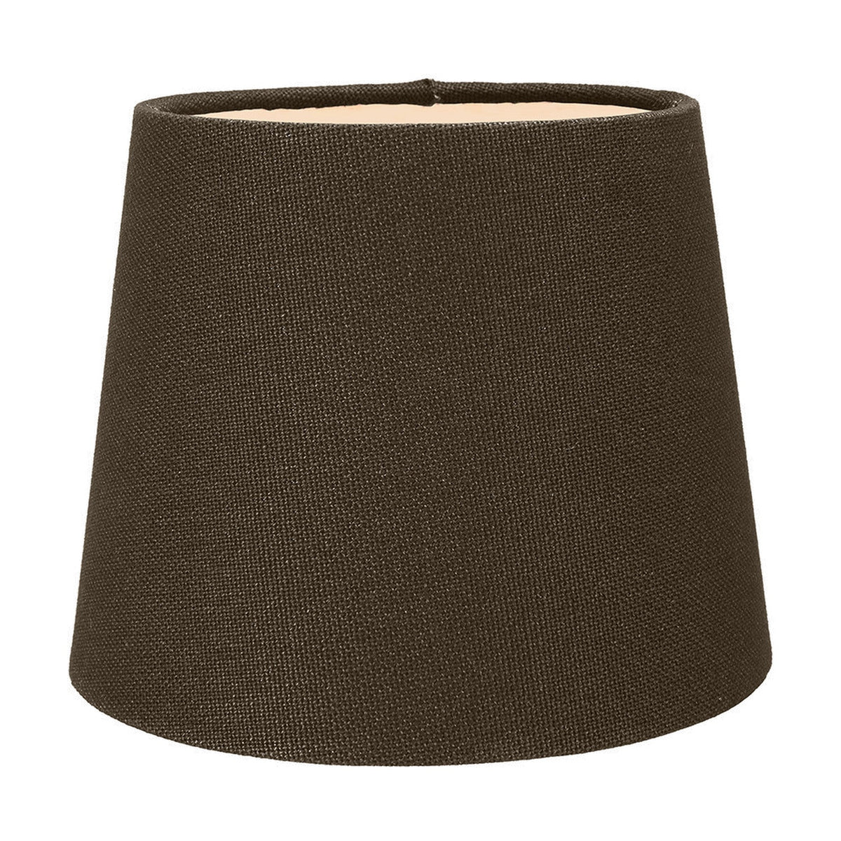 Grey handloom fabric tapered lamp shade shown alone on a white background, part of the Piero double wall light with antique bronze fittings.