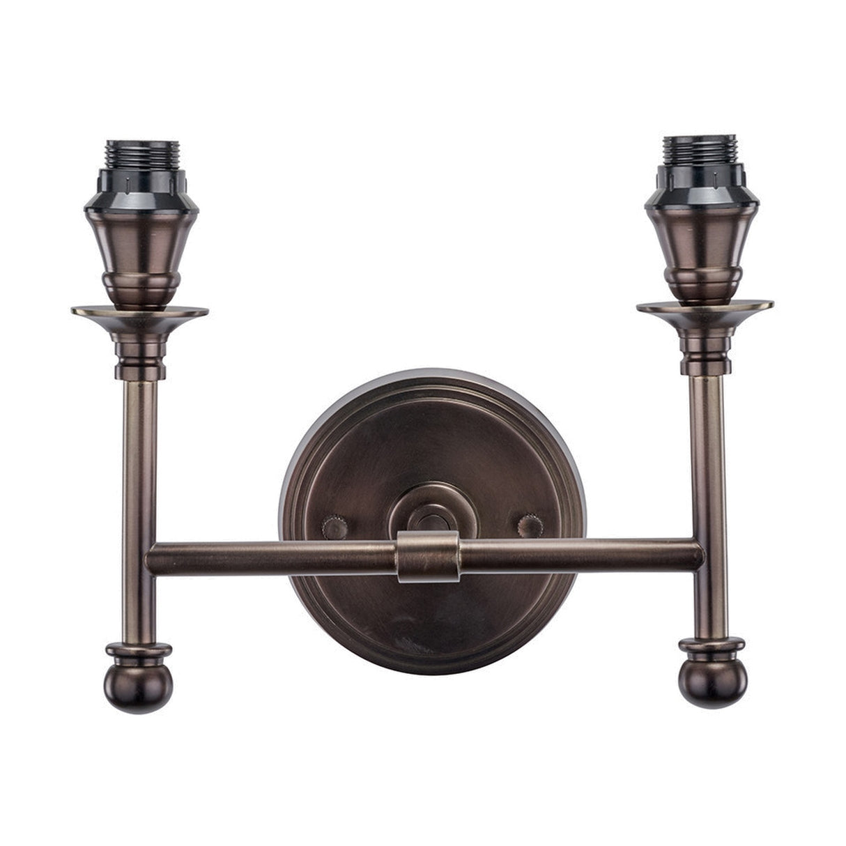 Piero Antique Bronze Double Wall Light with 2 Cream Silk Mix Shades