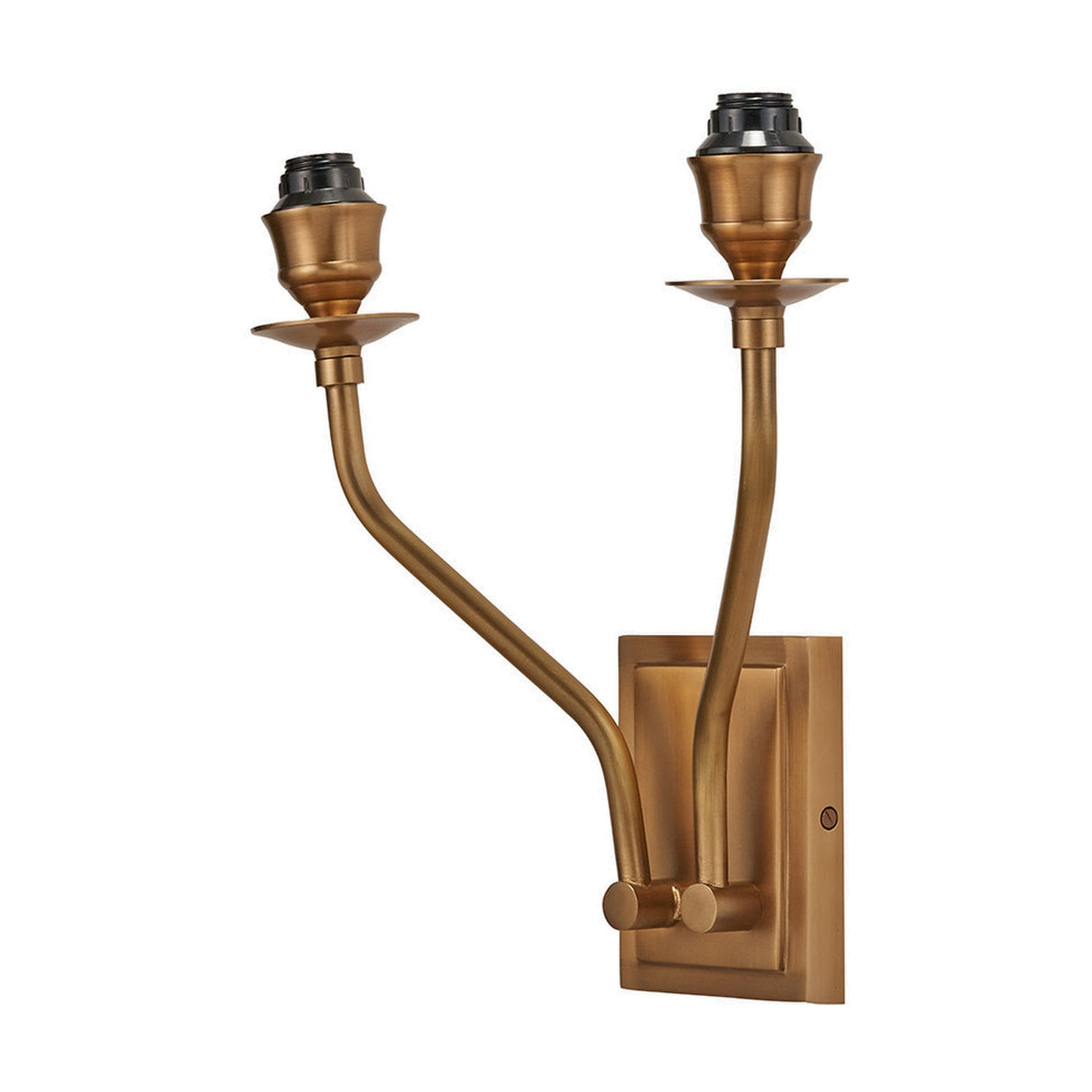 Tatiana Antique Brass Double Wall Light with 2 Mulberry Red Shades