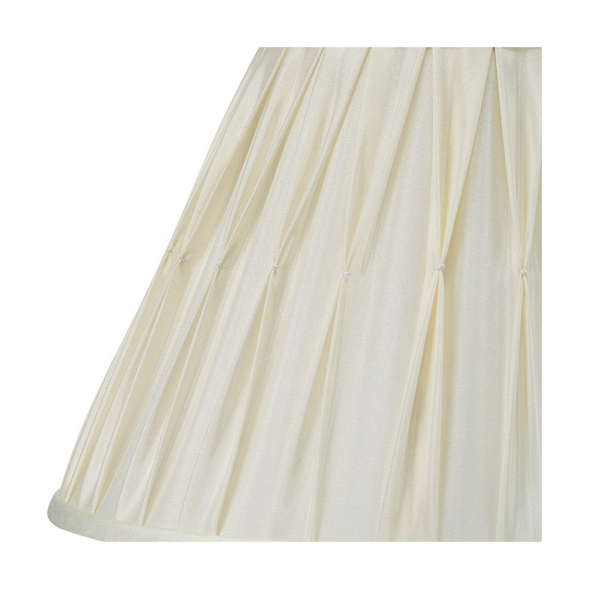 Close-up of a cream silk mix pleated lamp shade from the Tatiana antique brass double wall light, showing pinch-pleated fabric texture against a white background.