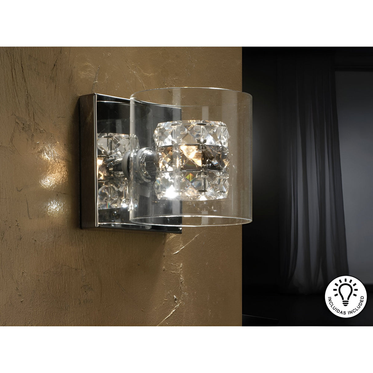 Flash Glass Wall Light - Smoked Black/Transparent