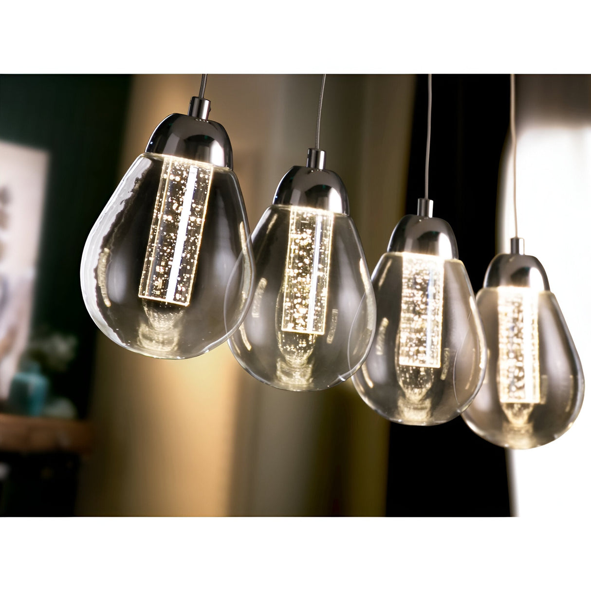 Taccia 4 Light LED Glass Bar Pendant 20W 3000K - Transparent