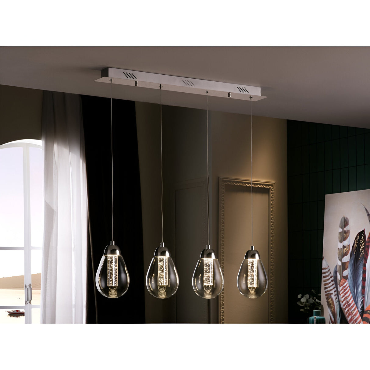 Taccia 4 Light LED Glass Bar Pendant 20W 3000K - Transparent