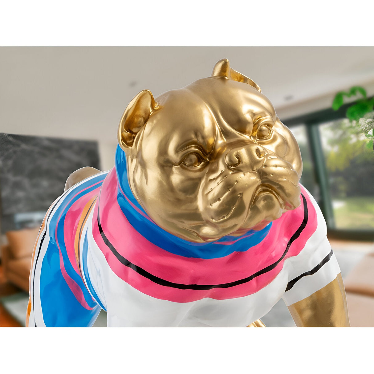 Taison Gold Striped Pitbull Figurine - 41cm