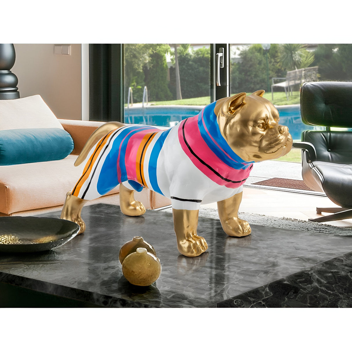 Taison Gold Striped Pitbull Figurine - 41cm