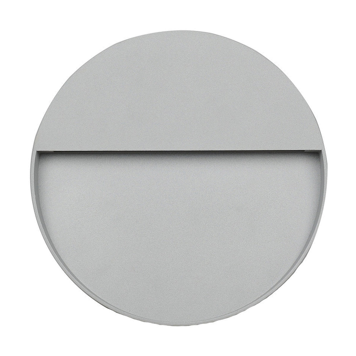 Elysium Grey Diffused Round Outdoor Wall Light, 22cm, in grey moulded plastic with a horizontal diffuser strip, shown against a plain white background.