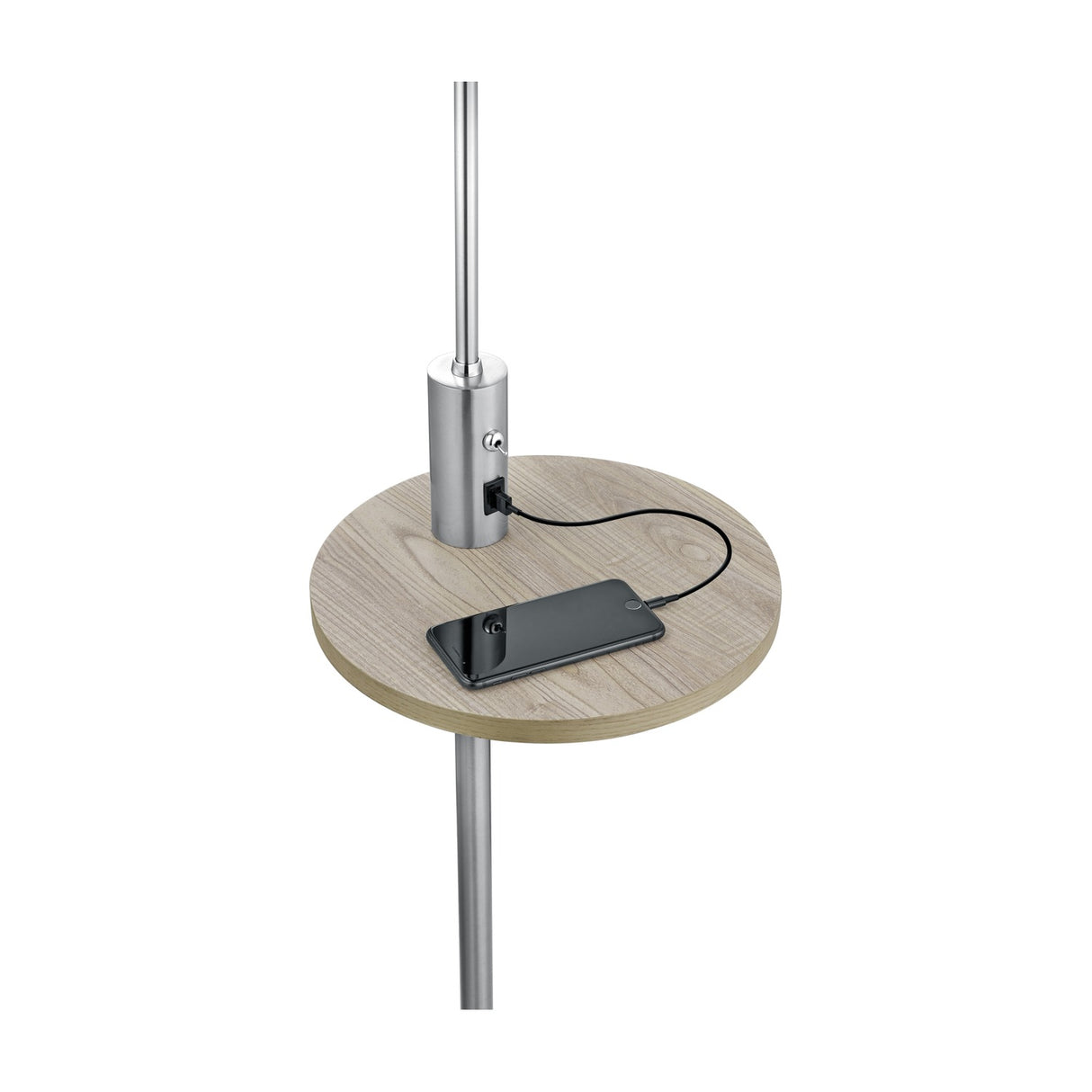 Claas Wooden Floor Lamp – Satin Nickel