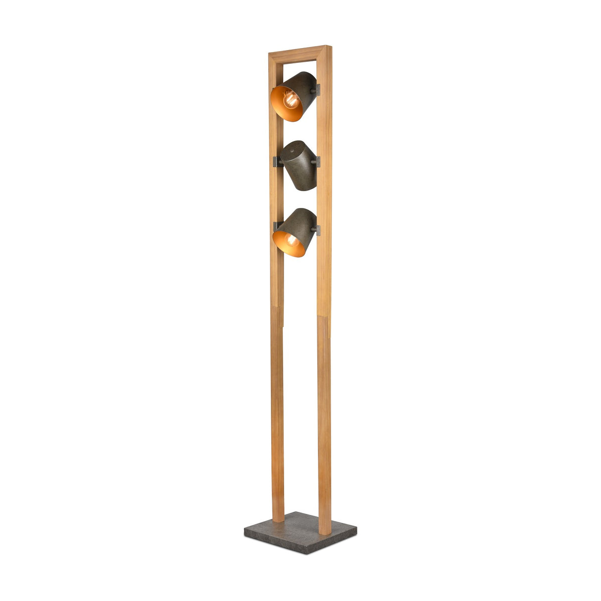 Bell 3 Light Wooden Floor Lamp – Antique Nickel