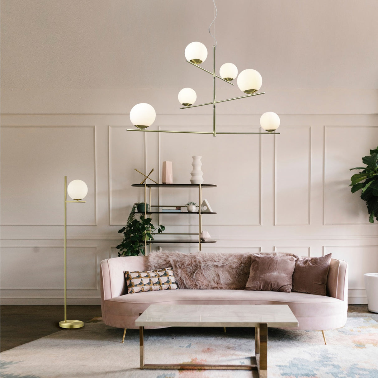 Pure Glass Floor Lamp – Satin Brass