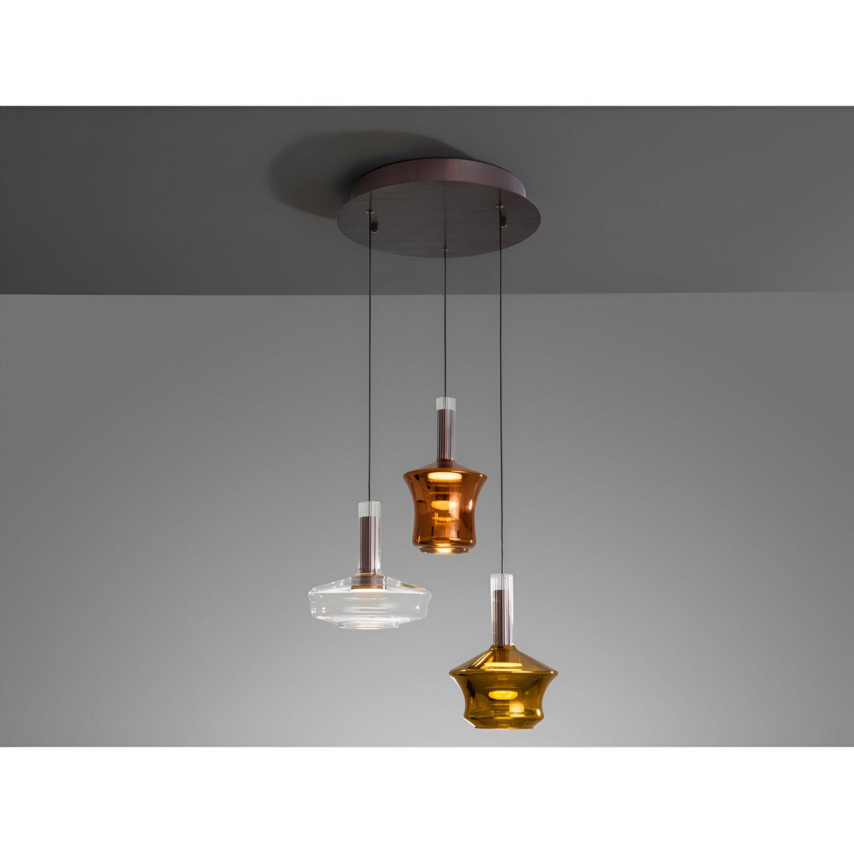 Scarlett 3 Light LED Glass Cluster Pendant Light 18W 3000K - Multicoloured