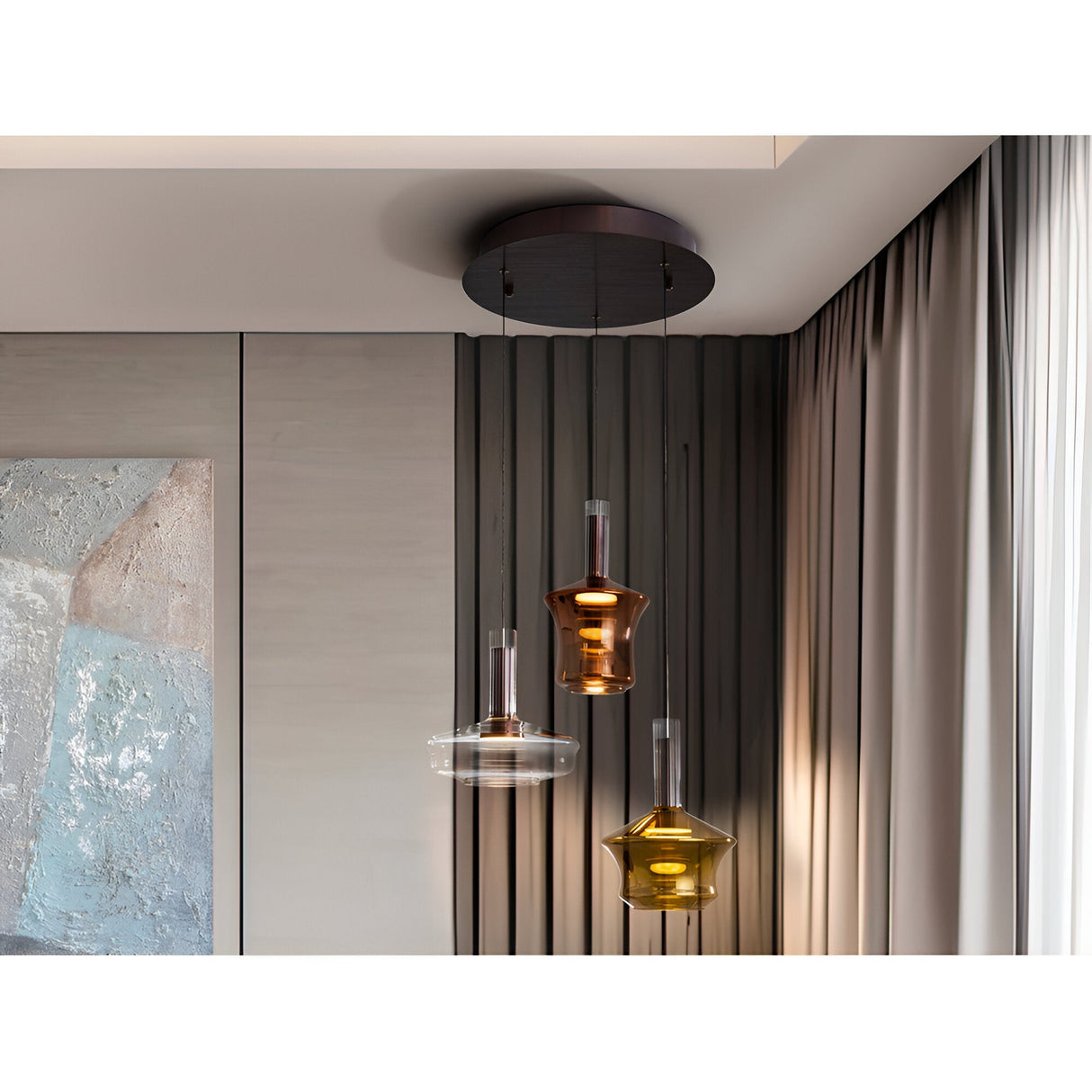 Scarlett 3 Light LED Glass Cluster Pendant Light 18W 3000K - Multicoloured