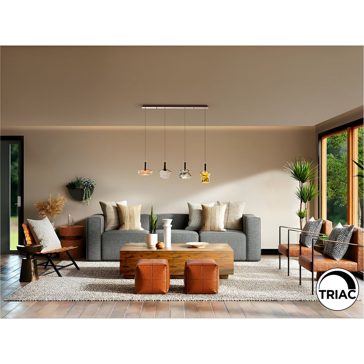 Charlize 4 Light Dimmable LED Glass Bar Pendant 24W 3000K - Multicoloured