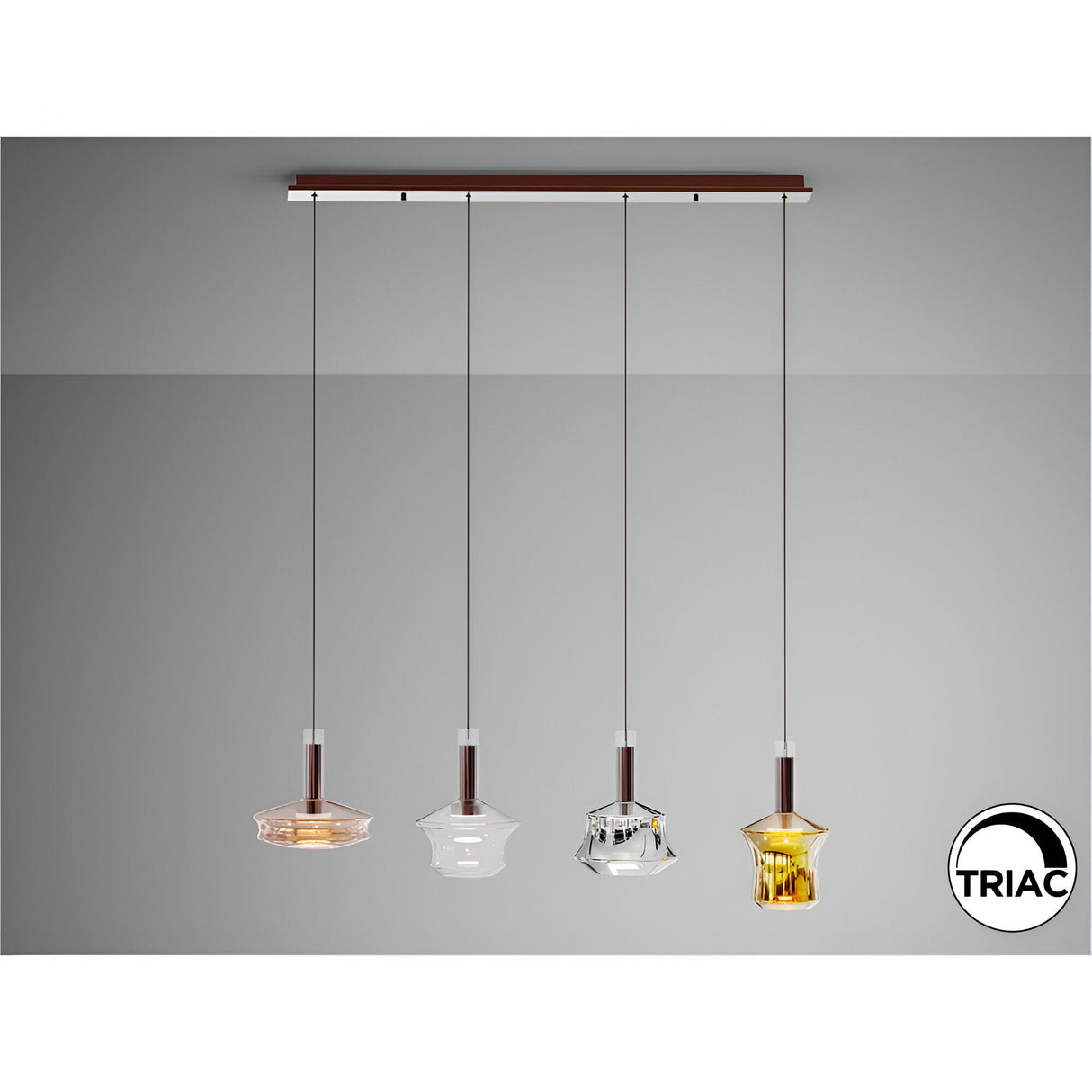 Charlize 4 Light Dimmable LED Glass Bar Pendant 24W 3000K - Multicoloured